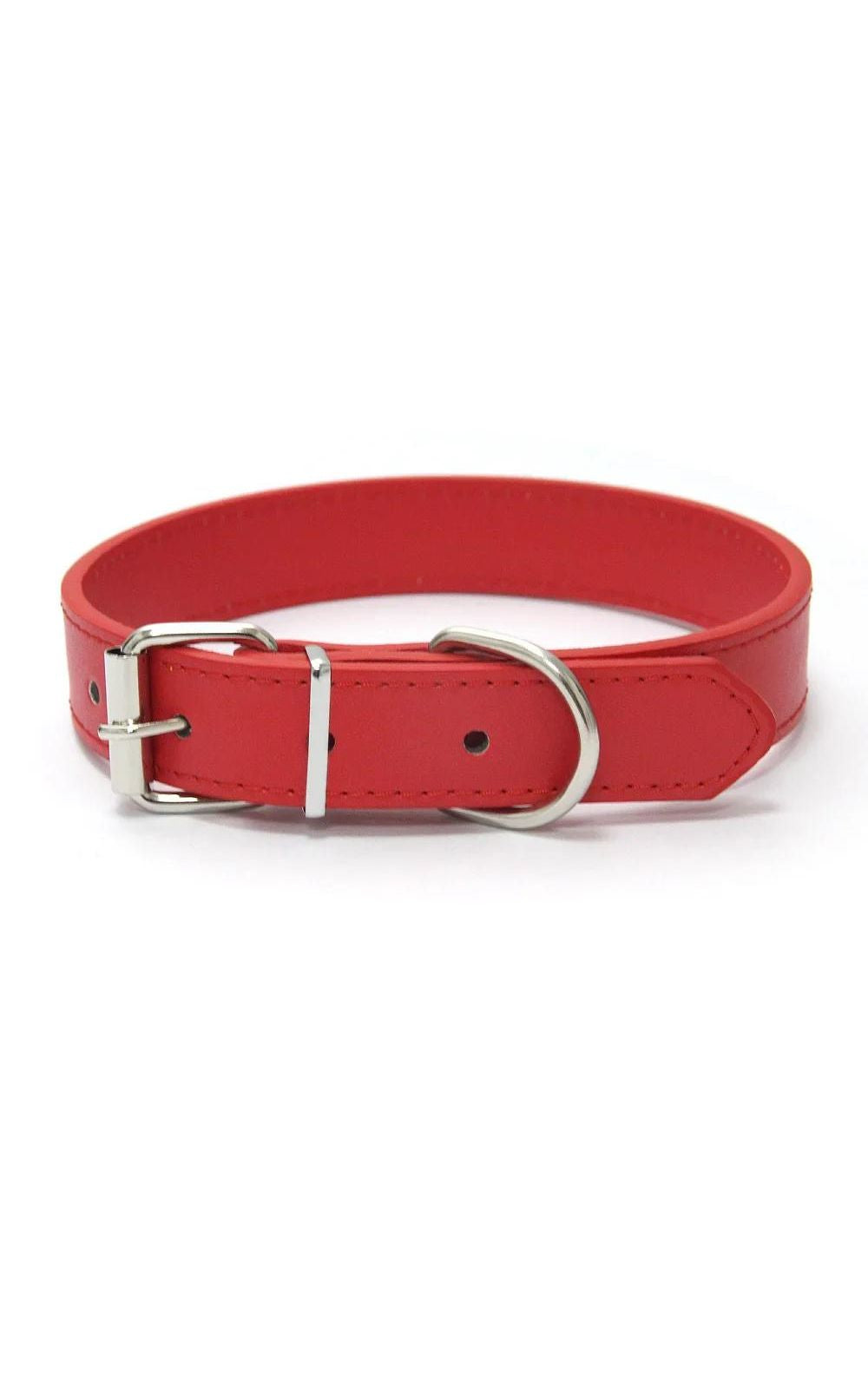 Collier couleur unie en cuir pour chien