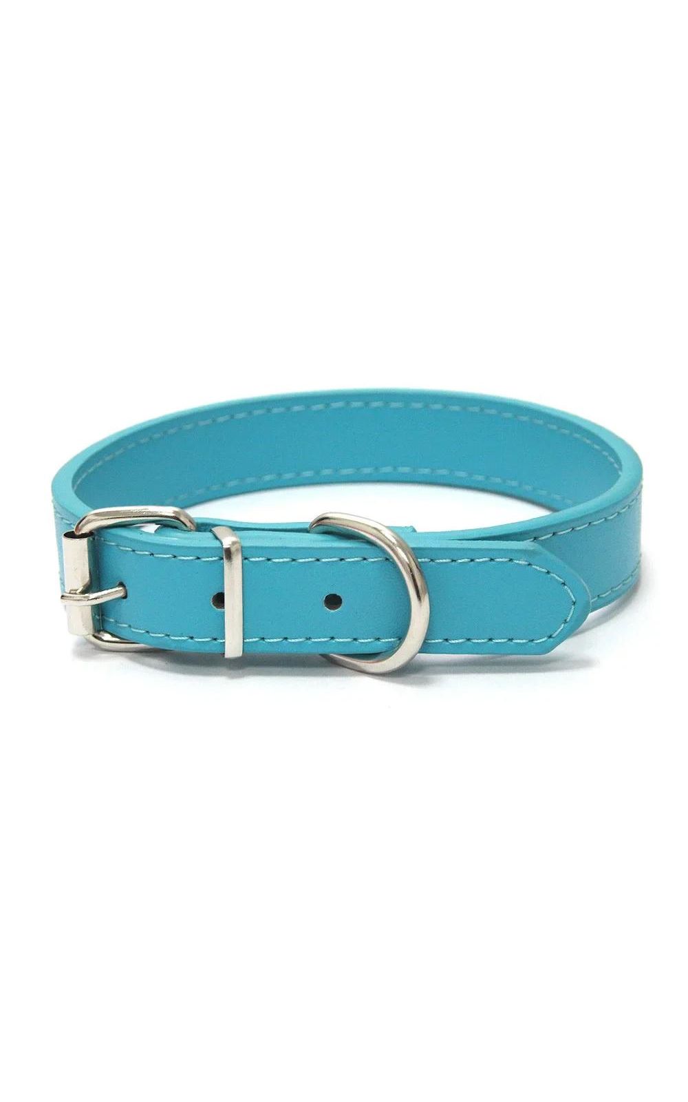Collier couleur unie en cuir pour chien