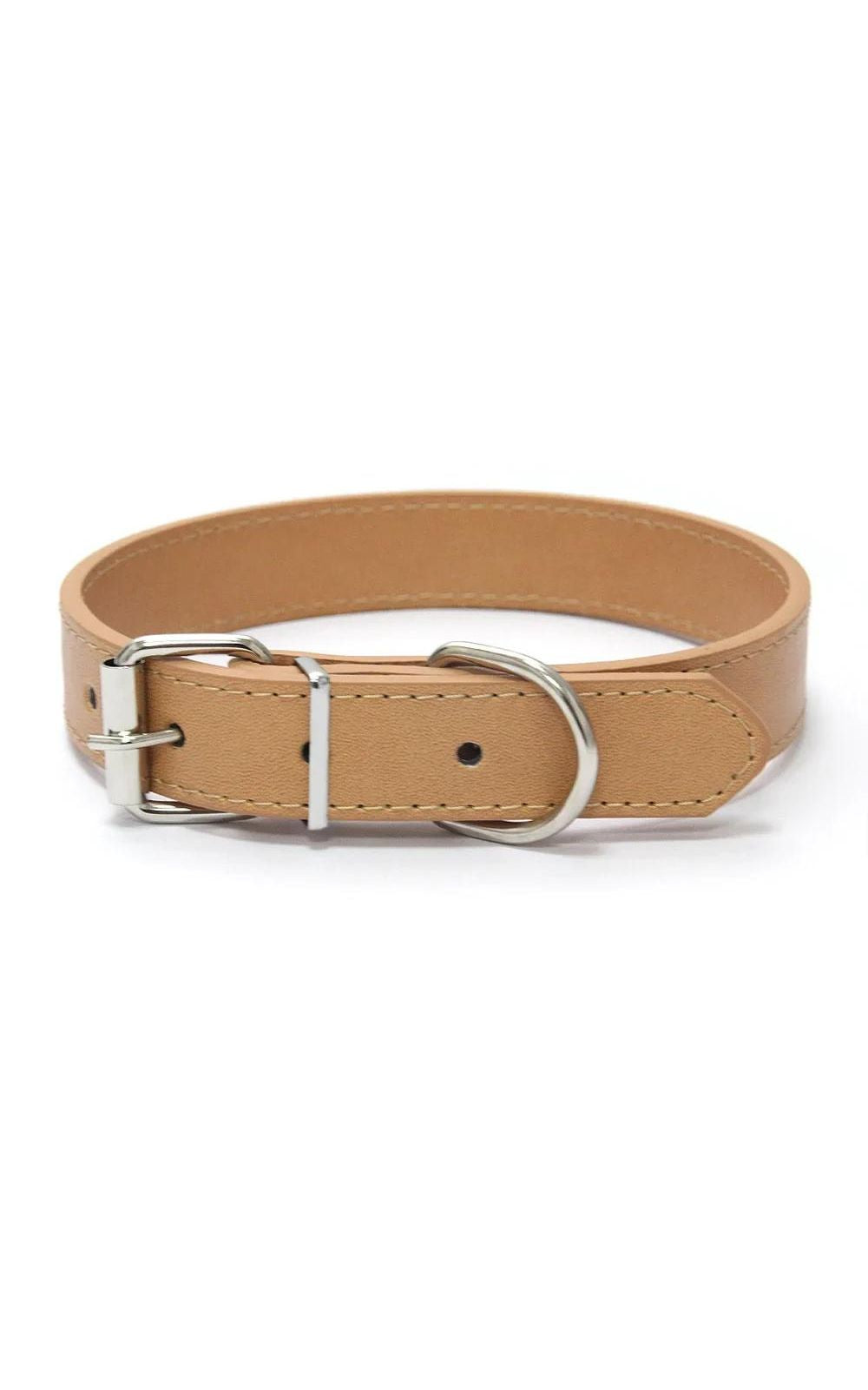 Collier couleur unie en cuir pour chien