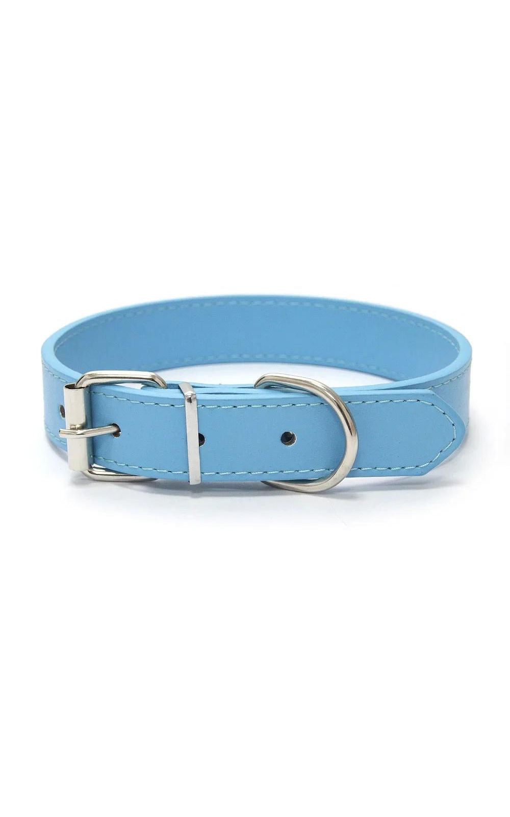Collier couleur unie en cuir pour chien