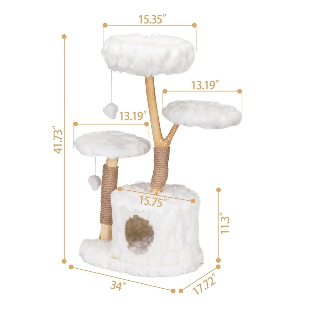 Dailypets Cloud-Inspired Cat Tree with Multi-Level Platforms, Cozy Hideaway and Scratching Posts