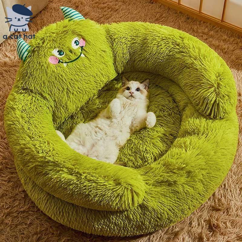 Dailypets Monster Plush Cat Bed – Soft Calming Nest for Indoor Cats