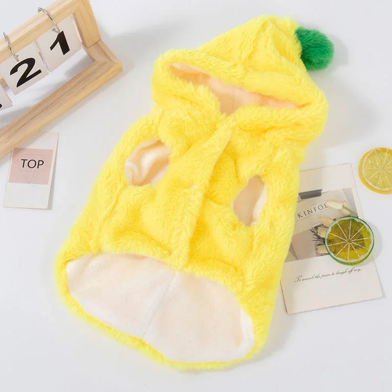 Dailypets Funny Banana Cat Costume with Cozy Plush Fabric for Everyday Dress-Up