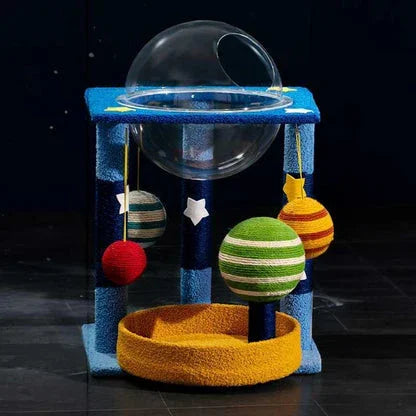Dailypets Space-Themed Multi-Level Cat Tree with Hammock, Scratching Posts and Cozy Resting Areas