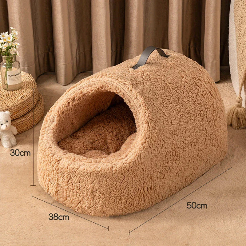 Dailypets Cloud Fleece Cat Bed with Cozy Slipper-Inspired Design for Warm Indoor Comfort