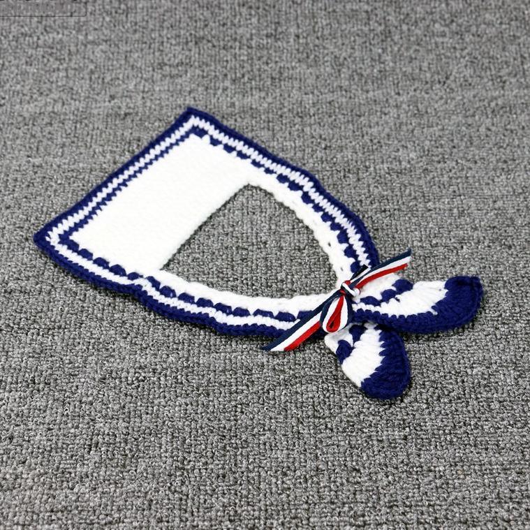 Dailypets Sailor Cat Collar with Knitted Bow for Everyday Dress-Up