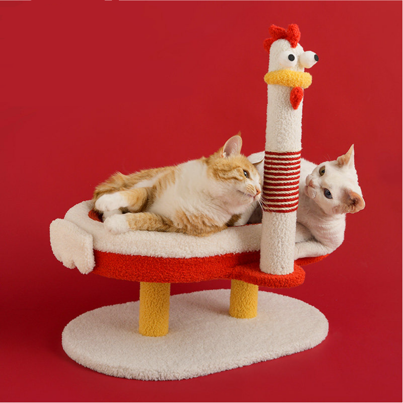 Dailypets Chicken Cat Scratching Post with Cozy Cat Bed and Sisal Scratching Pole