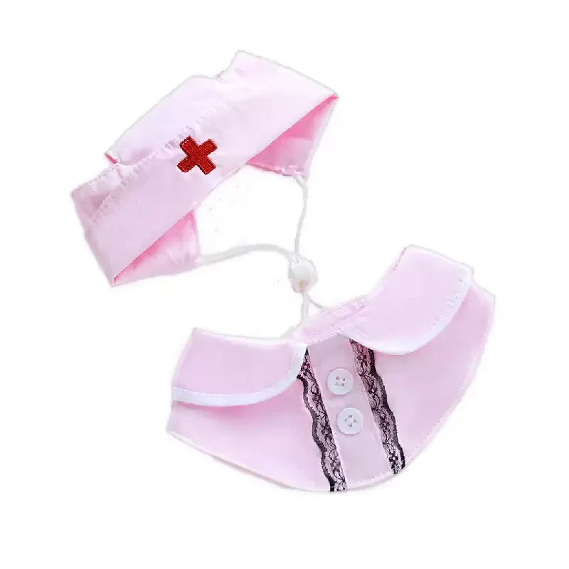 Dailypets Nurse Cat Costume Set with Hat and Lace Collar for Photo Sessions