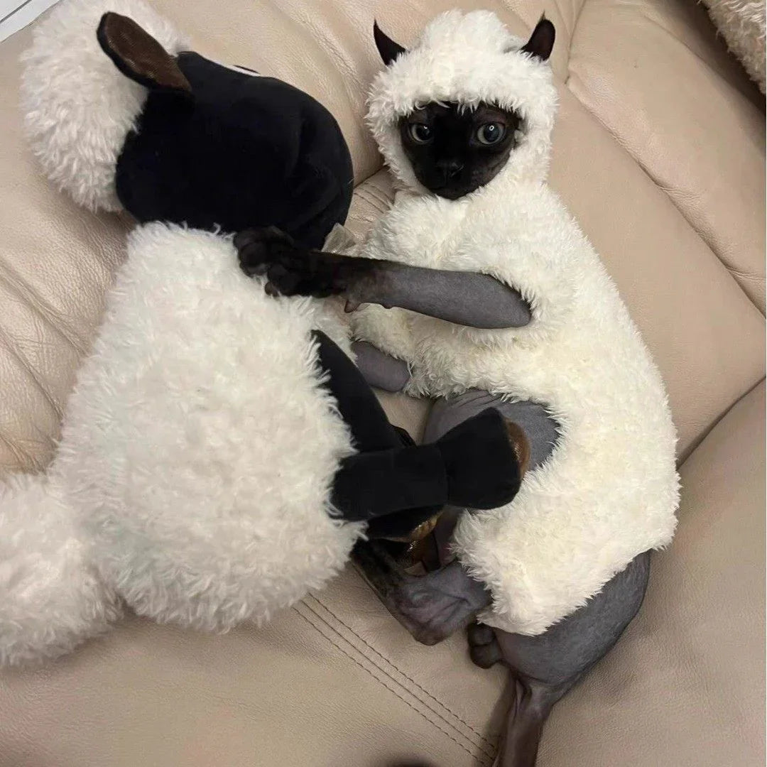 Dailypets Sheep Cat Costume with Soft Fleece and Full-Coverage Design
