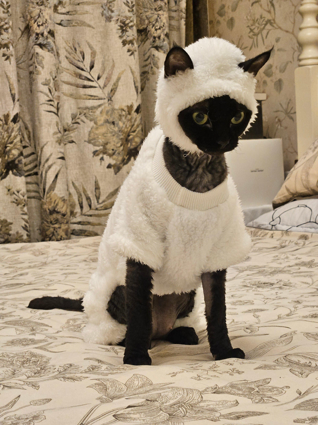 Dailypets Sheep Cat Costume with Soft Fleece and Full-Coverage Design