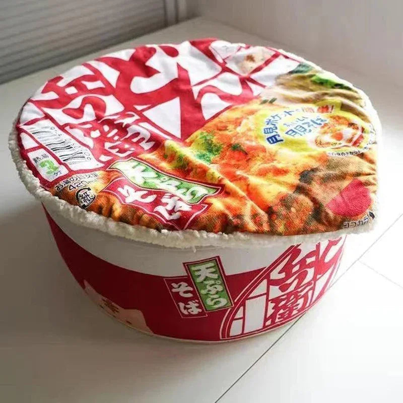 Dailypets Japanese Ramen Bowl Cat Bed – Plush Round Bed for Indoor Cats