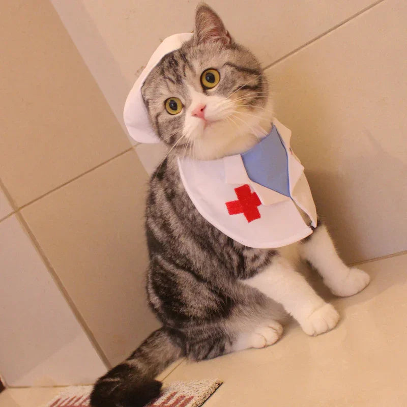 Dailypets Medical-Themed Cat Costume Set for Parties and Special Occasions