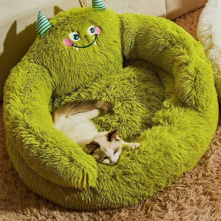 Dailypets Monster Plush Cat Bed – Soft Calming Nest for Indoor Cats