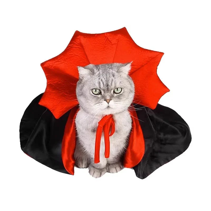 Dailypets Vampire Cat Cape with Dramatic Collar for Halloween and Costume Parties