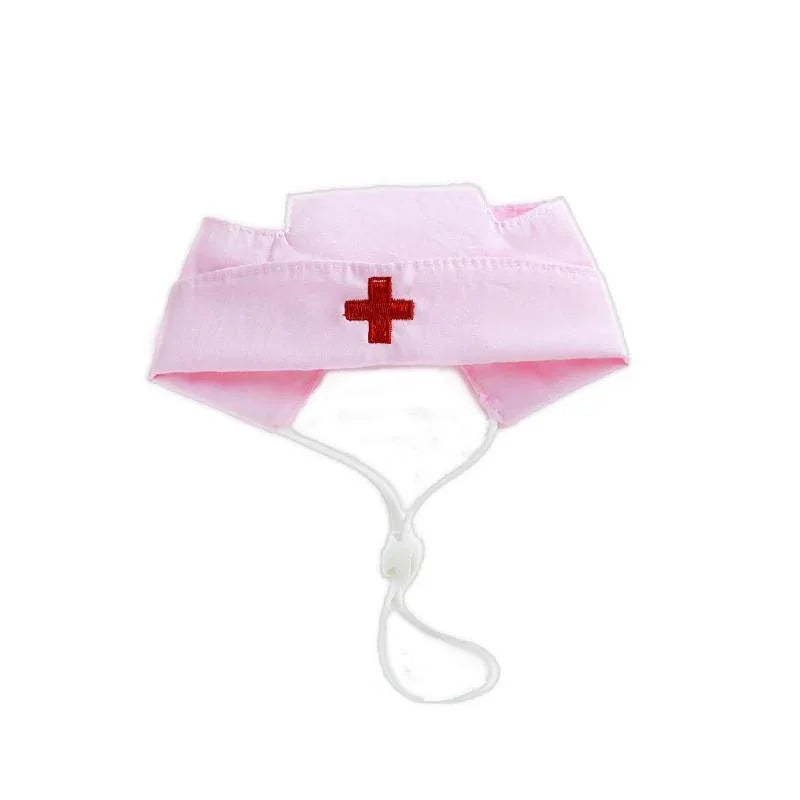 Dailypets Nurse Cat Costume Set with Hat and Lace Collar for Photo Sessions
