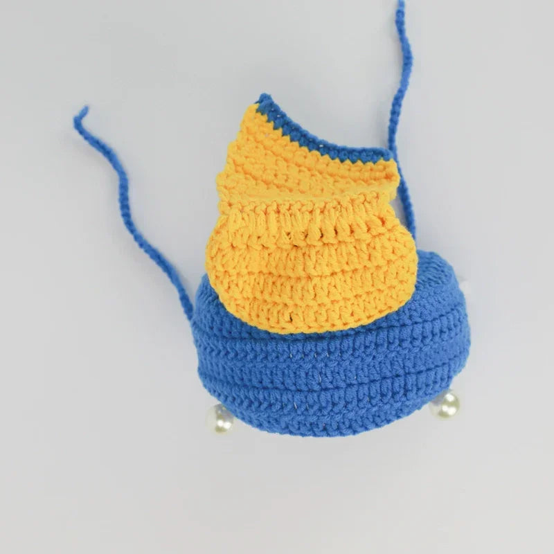 Dailypets Pearl Girl Knitted Cat Hat with Elegant Pearl Accents