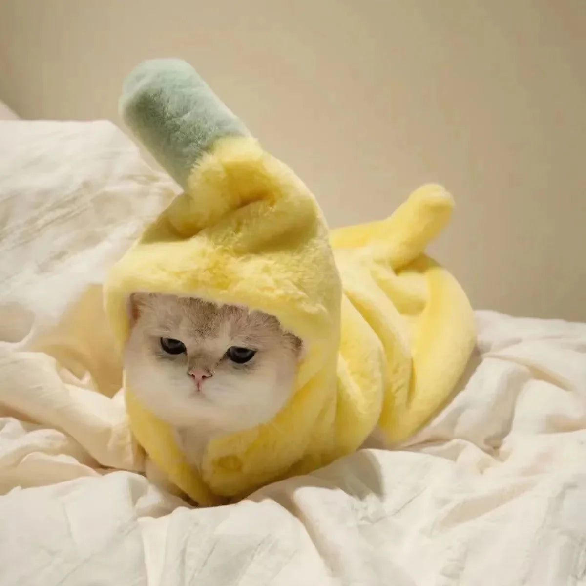 Dailypets Funny Banana Cat Costume with Cozy Plush Fabric for Everyday Dress-Up