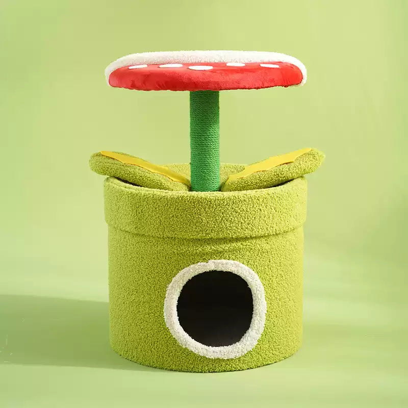Dailypets Piranha Plant Cat Tree with Cat Cave, Sisal Scratching Post and Cozy Perch