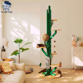 Dailypets Adjustable Floor-to-Ceiling Cat Tree with Wooden Platforms and Hanging Toys