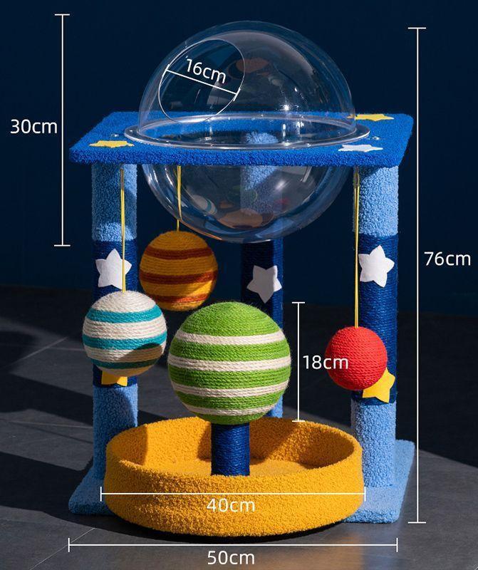 Dailypets Space-Themed Multi-Level Cat Tree with Hammock, Scratching Posts and Cozy Resting Areas