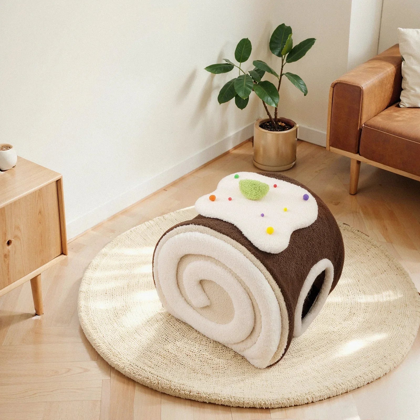 Dailypets Cozy Cat Hideaway Bed with Teddy Velvet Interior and Enclosed Sleeping Space