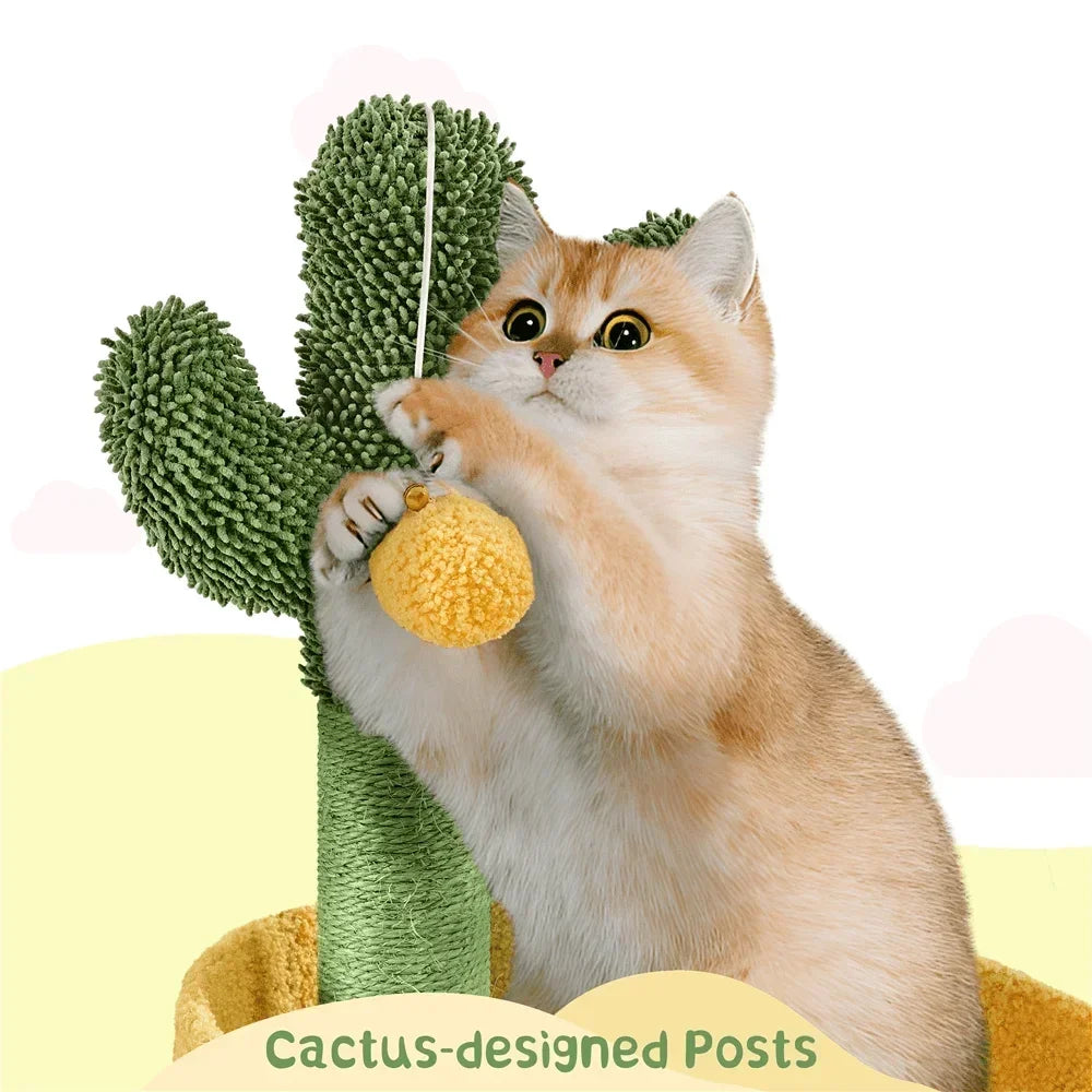 Dailypets Succulent-Inspired Cat Tree with Plush Perches, Enclosed Nest and Play Toy