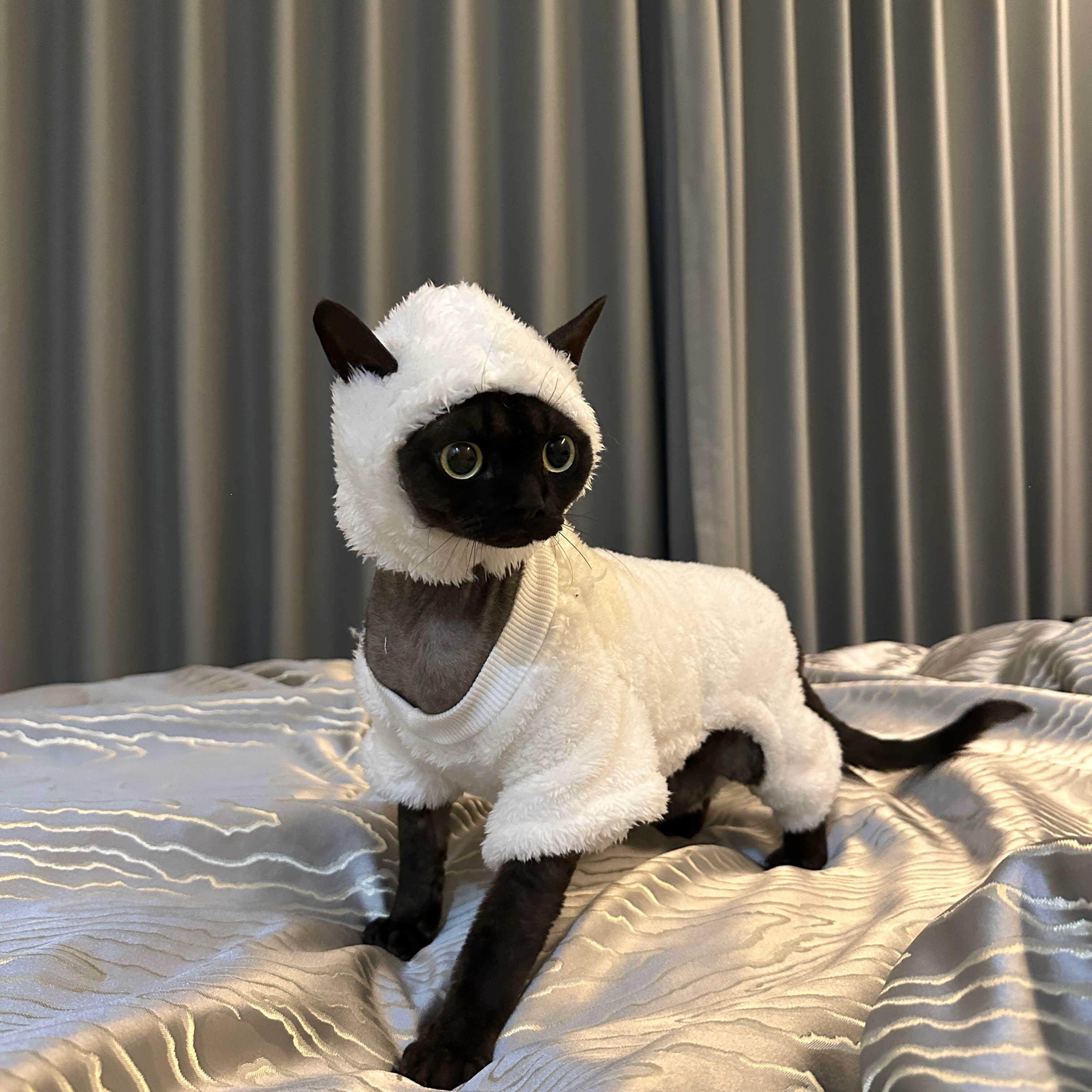 Dailypets Sheep Cat Costume with Soft Fleece and Full-Coverage Design