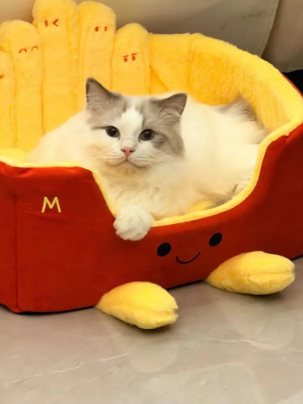 Dailypets Designer Cat Bed – French Fry Box Plush Lounge for Cats