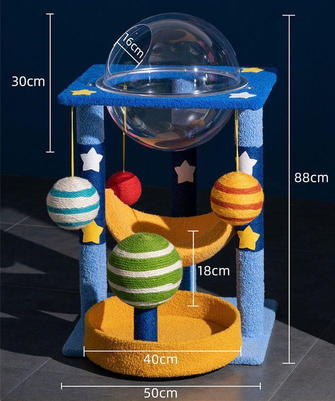 Dailypets Space-Themed Multi-Level Cat Tree with Hammock, Scratching Posts and Cozy Resting Areas