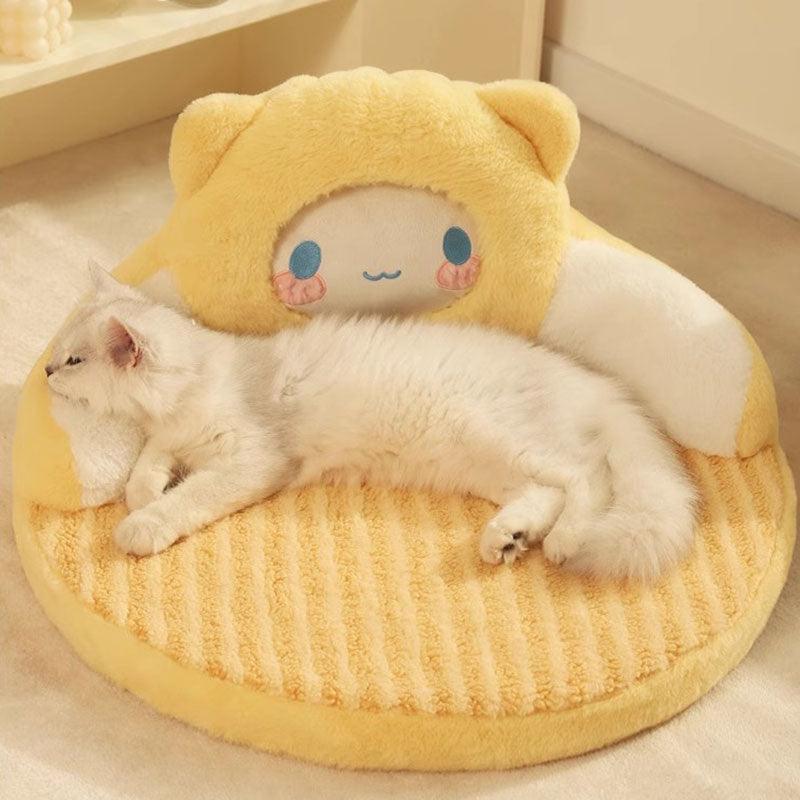 Dailypets Snuggle Cat Nest Bed – Teddy Velvet Cartoon Bed with 3D Sponge Filling