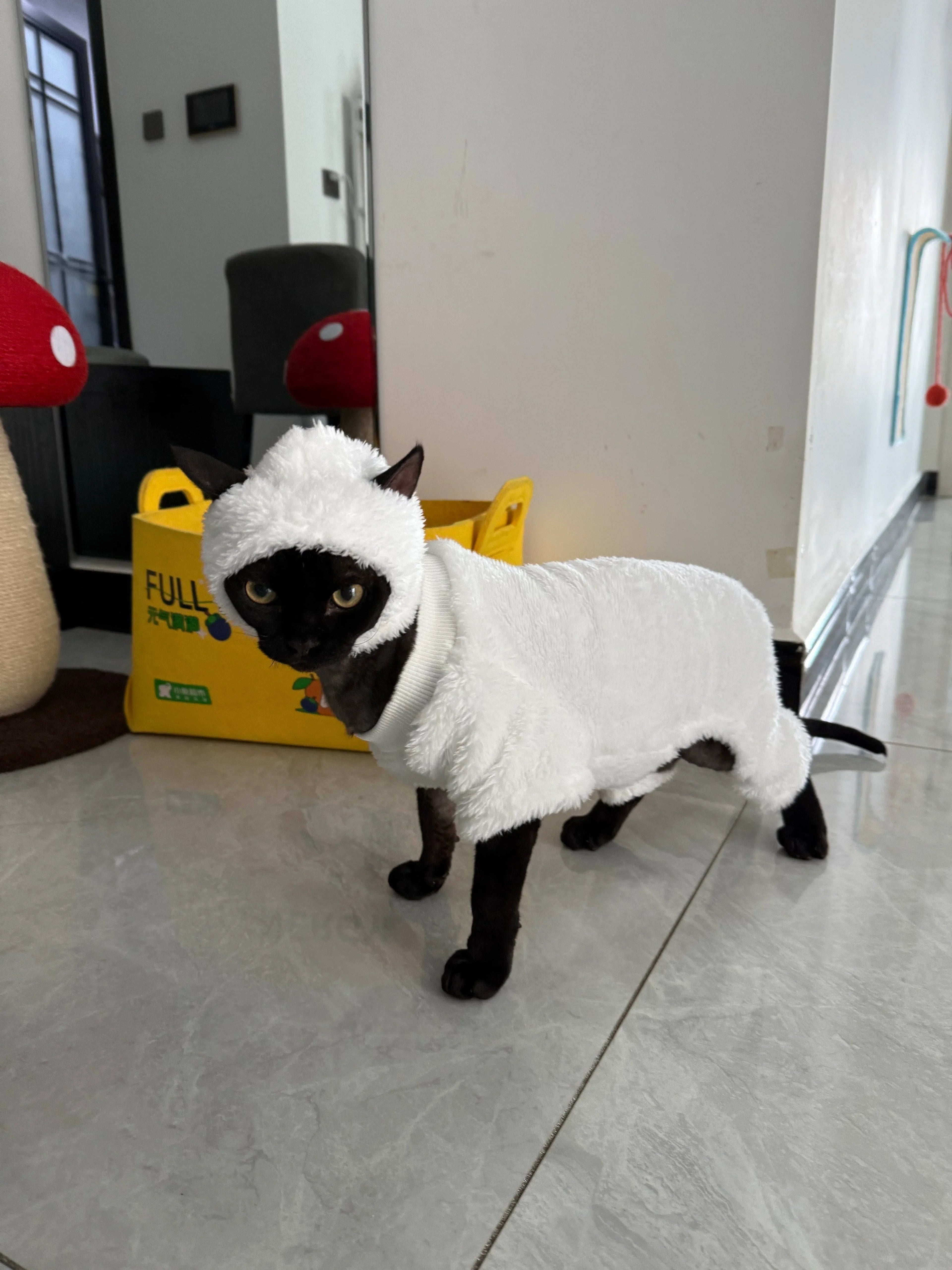 Dailypets Sheep Cat Costume with Soft Fleece and Full-Coverage Design