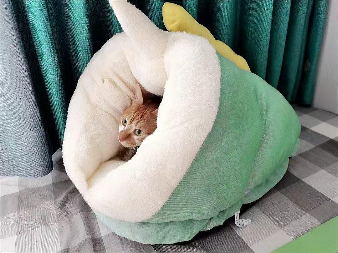 Dailypets Cozy Monster Slipper Cat Bed with Plush Interior and Warm Enclosed Sleeping Space
