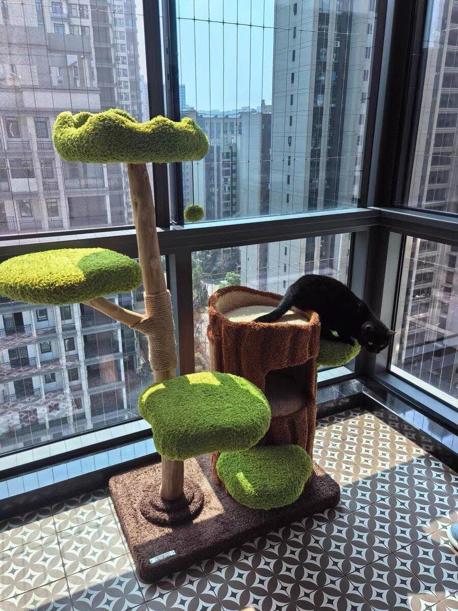 Dailypets Multi-Level Cat Tree with Enclosed Tree Houses for Large and Multiple Cats