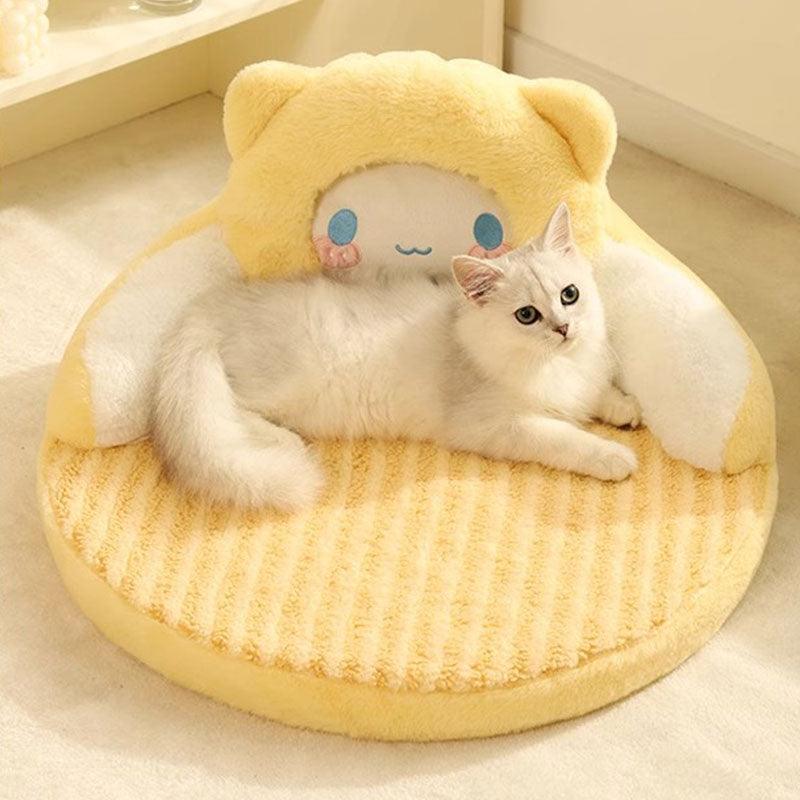 Dailypets Snuggle Cat Nest Bed – Teddy Velvet Cartoon Bed with 3D Sponge Filling