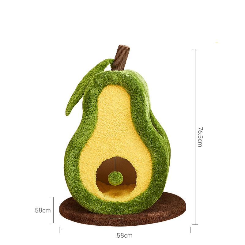 Dailypets Avocado Cat Scratcher Bed with Enclosed Cat Cave and Built-In Scratching Surface