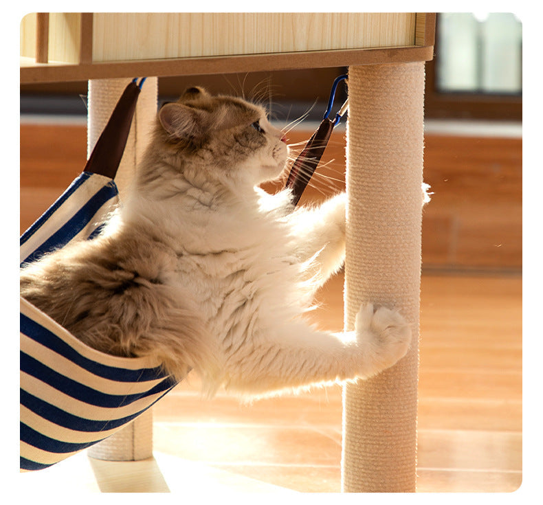 Dailypets Coconut Tree Cat Tree with Hammock and Cozy Cabin for Senior Indoor Cats