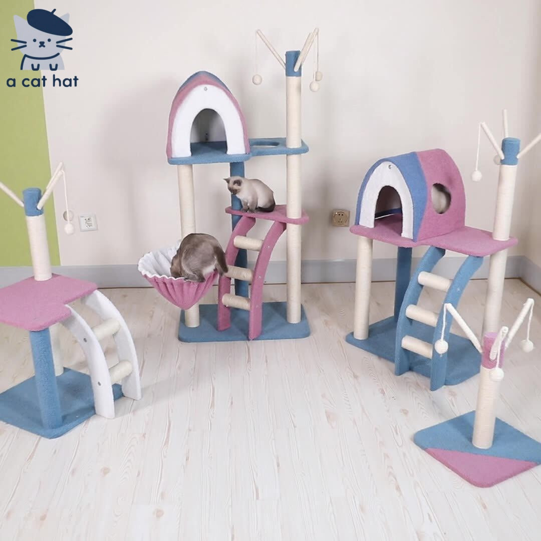 Dailypets Morandi Cat Tree with Kitty Condo, Hammock and Sisal Scratching Posts