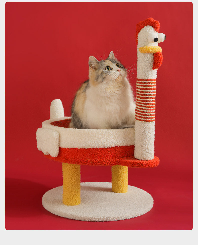 Dailypets Chicken Cat Scratching Post with Cozy Cat Bed and Sisal Scratching Pole