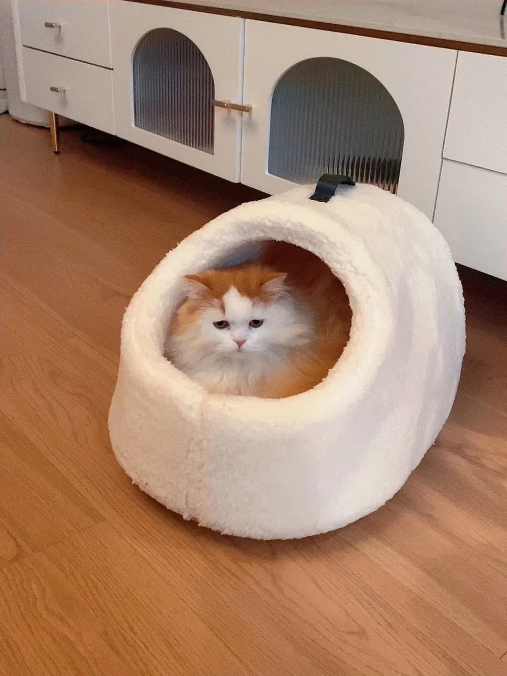 Dailypets Cloud Fleece Cat Bed with Cozy Slipper-Inspired Design for Warm Indoor Comfort
