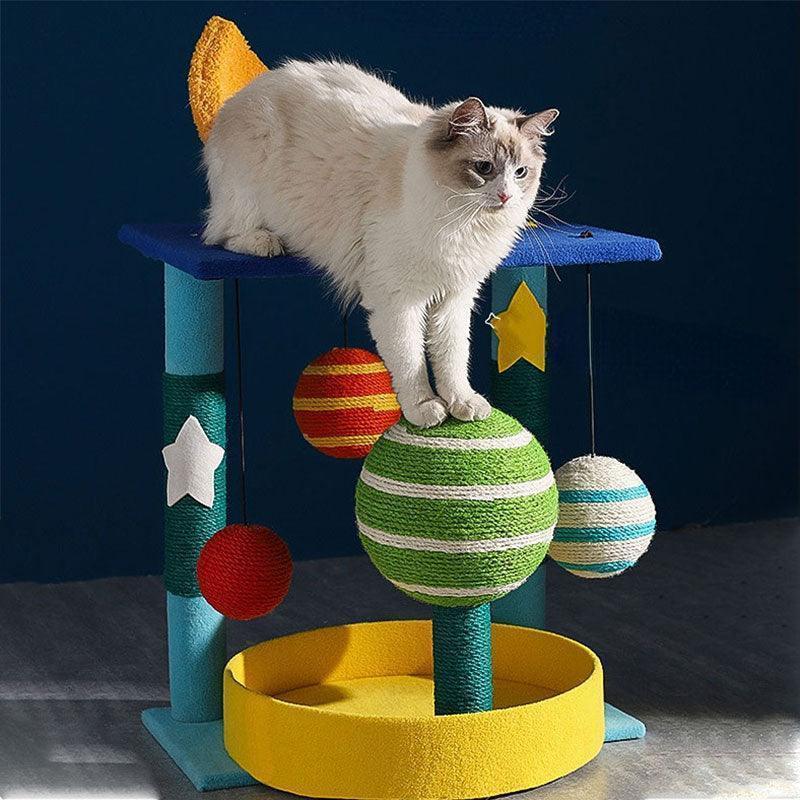 Dailypets Space-Themed Multi-Level Cat Tree with Hammock, Scratching Posts and Cozy Resting Areas