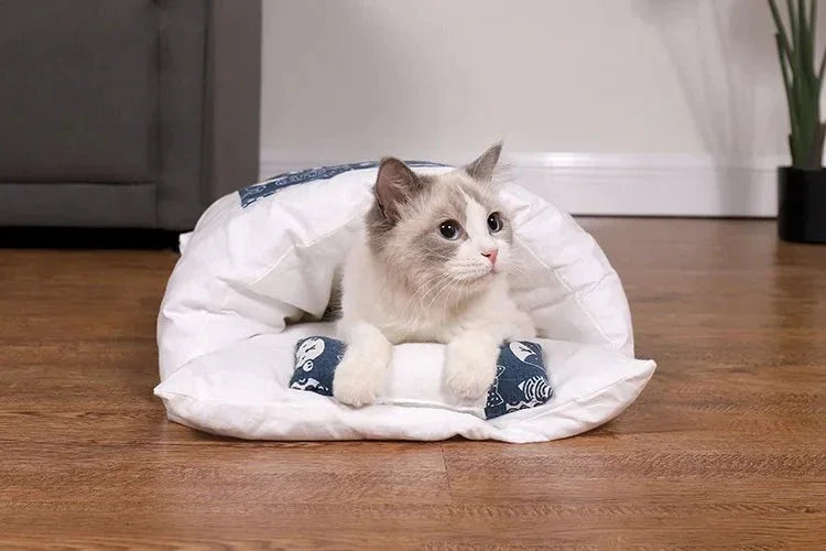 Dailypets Cat Fun Futon Bed – Japanese-Inspired Cat Bed with Matching Pillow