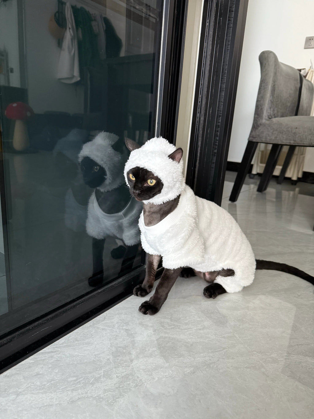 Dailypets Sheep Cat Costume with Soft Fleece and Full-Coverage Design