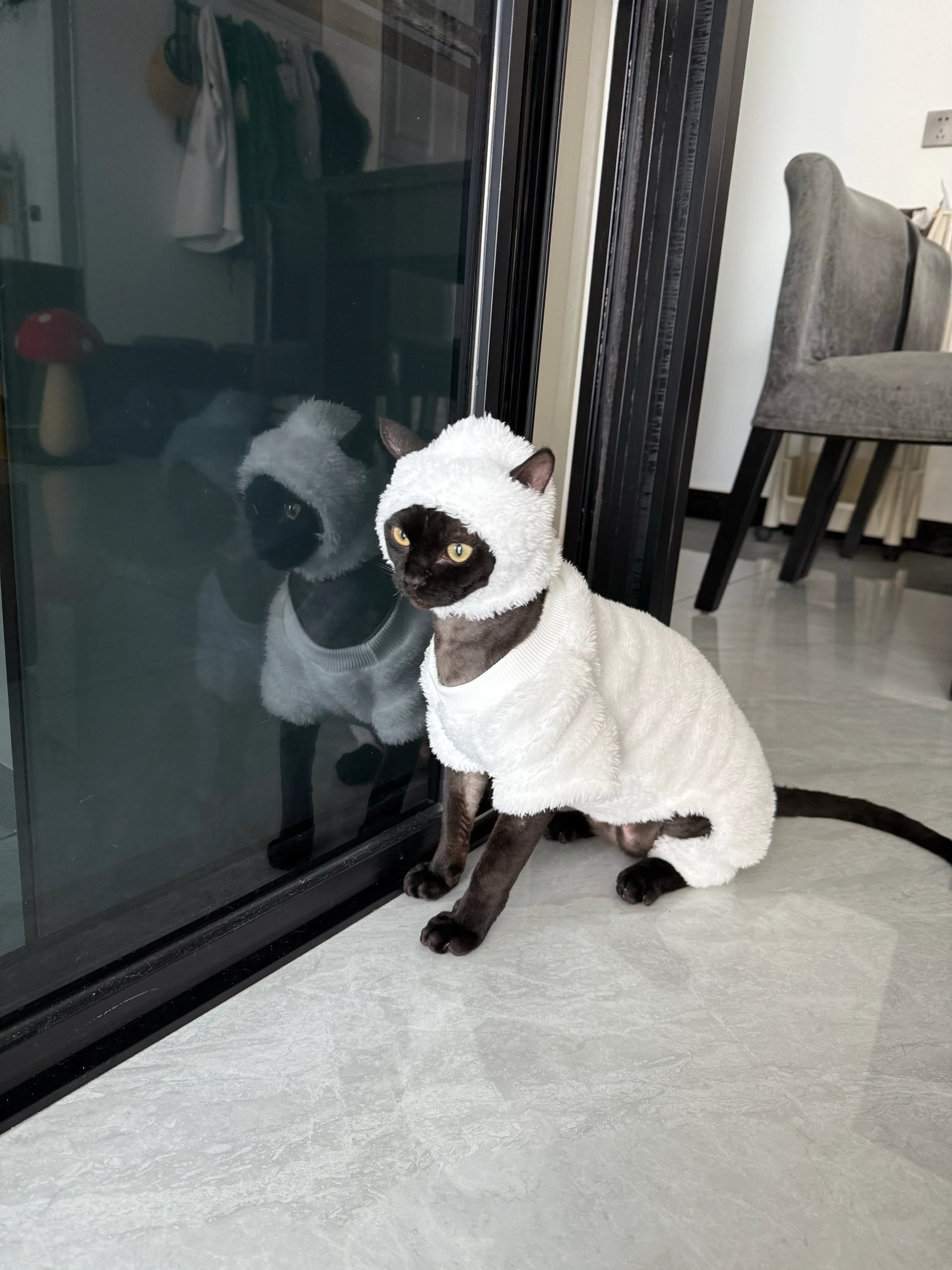 Dailypets Sheep Cat Costume with Soft Fleece and Full-Coverage Design