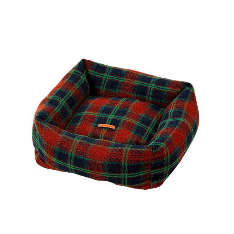 Dailypets Retro Cat Sofa Bed – Cushioned Plaid Pet Bed with Removable Cover