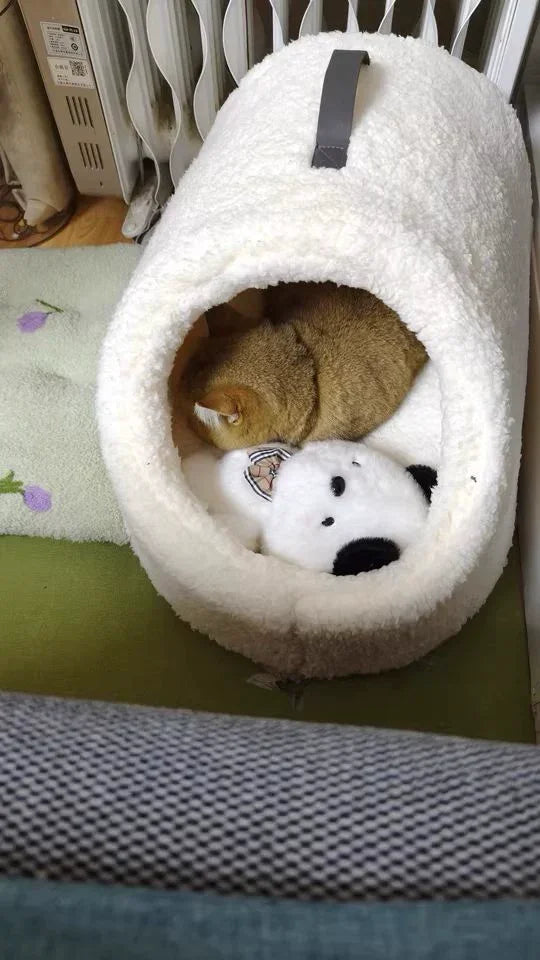 Dailypets Cloud Fleece Cat Bed with Cozy Slipper-Inspired Design for Warm Indoor Comfort