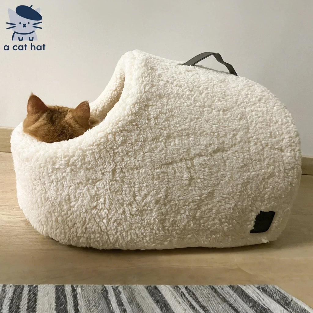 Dailypets Cloud Fleece Cat Bed with Cozy Slipper-Inspired Design for Warm Indoor Comfort