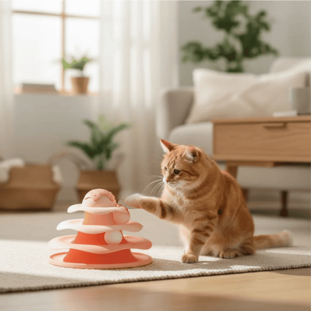 Dailypets Multi-Level Cat Ball Tower with Interactive Rolling Tracks for Indoor Play