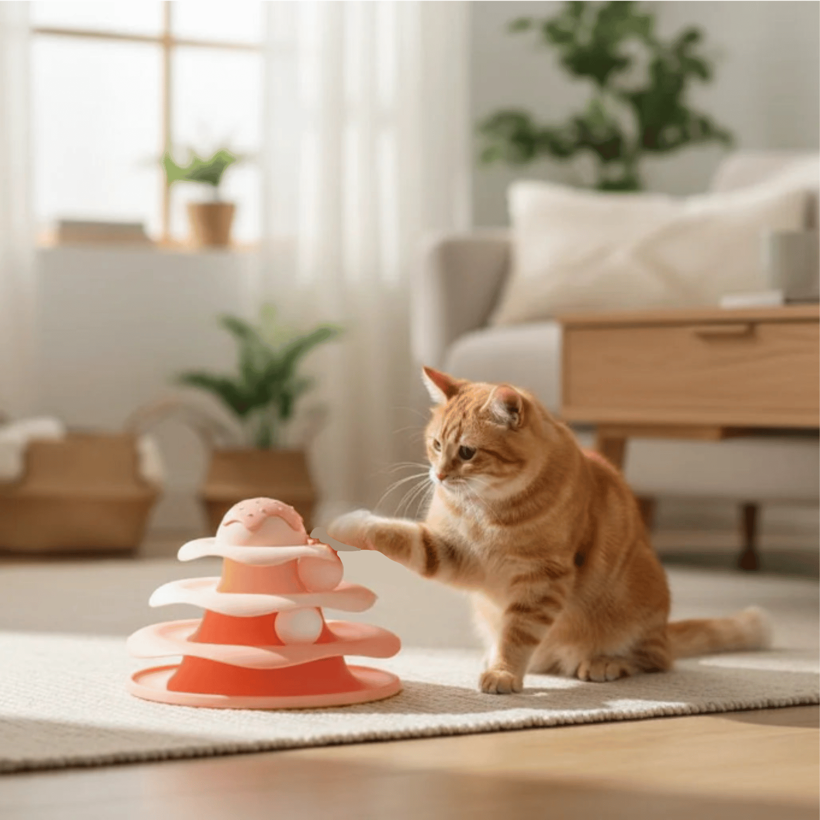 Dailypets Multi-Level Cat Ball Tower with Interactive Rolling Tracks for Indoor Play