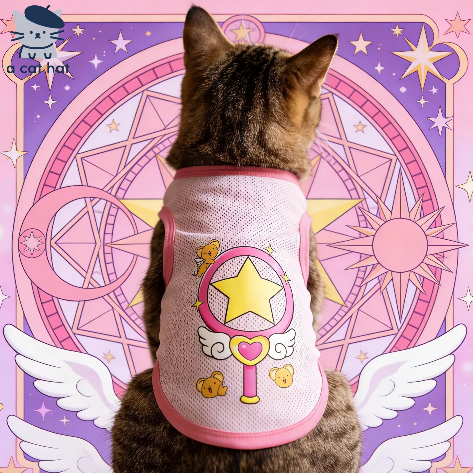 Dailypets Soft Cat Vest with Magical Character-Inspired Print for All Seasons