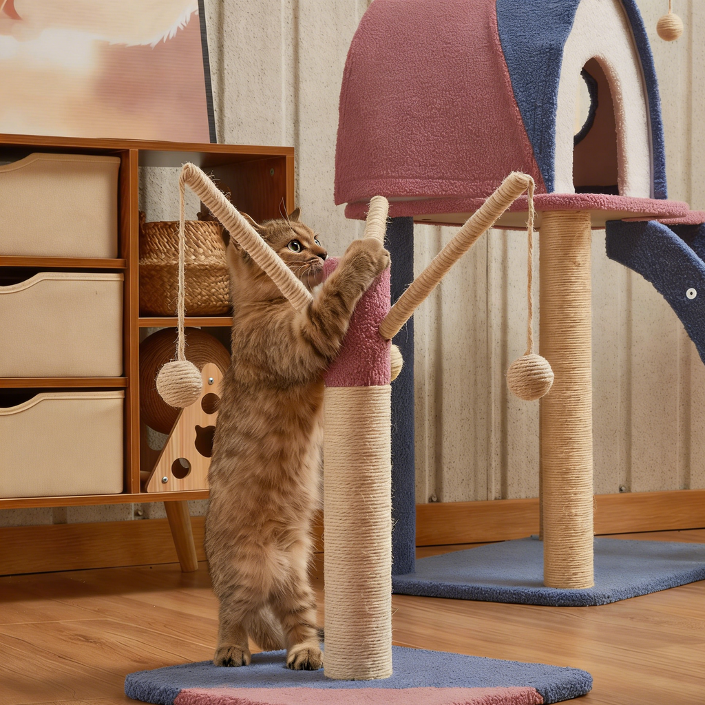 Dailypets Morandi Cat Tree with Kitty Condo, Hammock and Sisal Scratching Posts